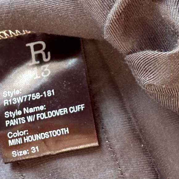 R13 Women’s Mini Houndstooth Trousers With Fold-over Cuffs - Picture 10 of 15